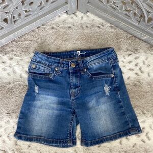 7 For All Mankind Bermuda jean shorts girls size 10 distressed denim classic